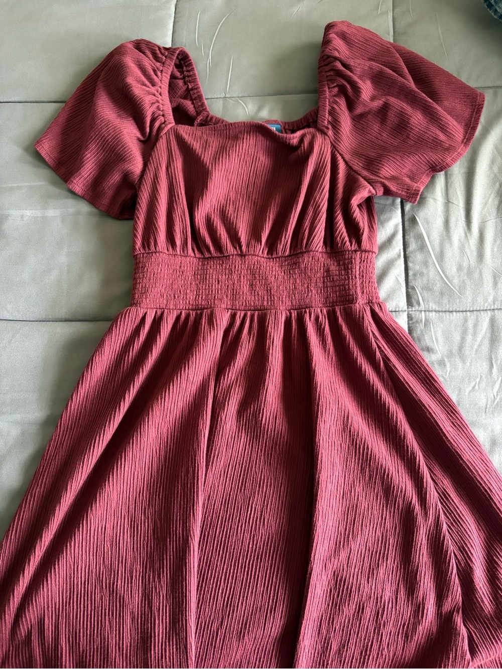 Old Navy Rose Midi Dress with Puff Sleeves